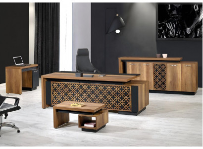 Klasický kompletní nábytek do pracovny psací stůl 4 kusy Dřevo Hnědá