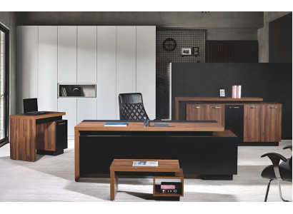 Kancelářský nábytek kompletní kancelářský stůl kancelářský stůl 4dílný dřevo černý