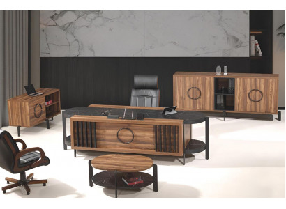 Luxus kompletní kancelářský psací stůl stůl Set 4 dílný Dub hnědý stůl