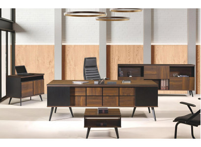 Kompletní nábytek do pracovny psací stůl kancelářský stůl 4dílný dřevo hnědý