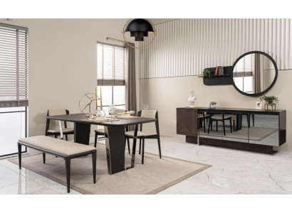 Jídelní kout Jídelní skupina Nábytek do jídelny Kuchyňský kout Sada 8 kusů Dřevo Hnědý Stůl