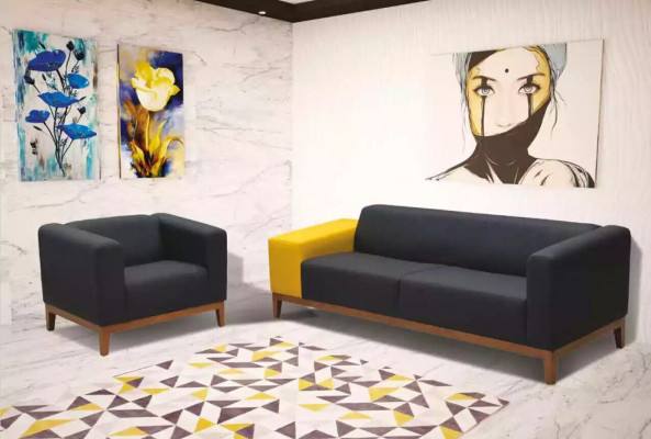 Nábytek čalouněný Šedá sedací souprava Dvoused Sedačka s křeslem Pracovní pokoj Set.