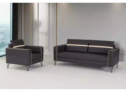 Sofa sety Nábytkové textilní třísedák Křeslo Designérský nábytek 2 kusy