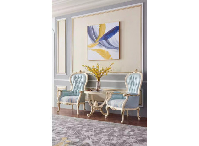 Obývací pokoj set 2x křeslo konferenční stolek 3 kusy luxus vnitřní oblast salón klub nábytek.