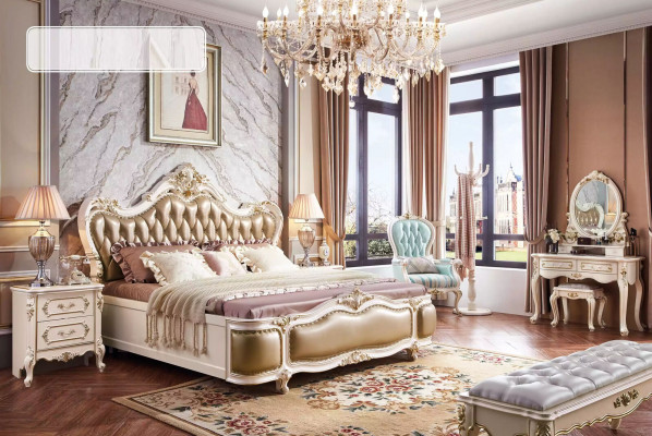 Klasická luxusní ložnice, luxusní set 3 díly: postel + 2x noční stolky nové