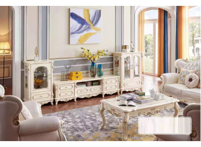 Obývací pokoj pro sestavu klasického nábytku 3 kusy. Vnitřní prostor pro byt.