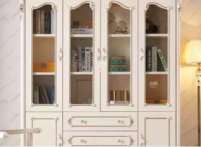 Bílá knihovna do obývacího pokoje, klasický nábytek, luxusní nábytek, nová.