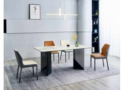 Jídelní skupina jídelní stůl designer 6x umělohmotné židle jídelní stůl 7 kusů