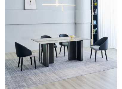 Noble Dining Room Furniture Designer Dining Table 6x Faux Leather Chairs 7 pieces