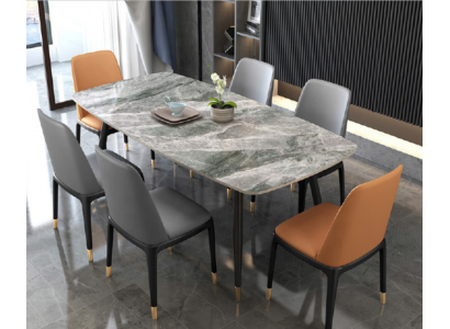 Luxusní jídelní stůl 6x designérských umělohmotných židlí Stylová jídelní sestava
