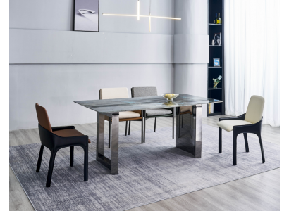 Jídelní set designér 4x židle Moderní sezení luxusní obdélníkový stůl