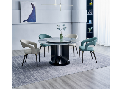 Moderní jídelní sestava designový kulatý stůl 4x židle jídelní set 5 dílný