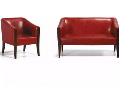 Červená sedací souprava dvoumístná Moderní křeslo Designové čalounění Luxusní set