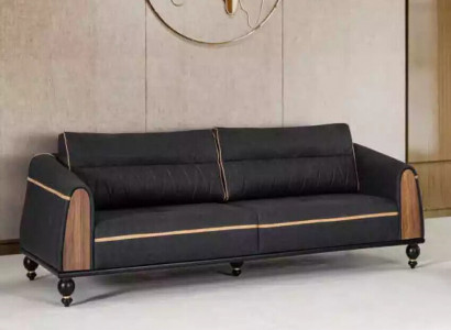 Černá designová pohovka, pracovní pokoj nábytek, moderní styl, třímístná pohovka.