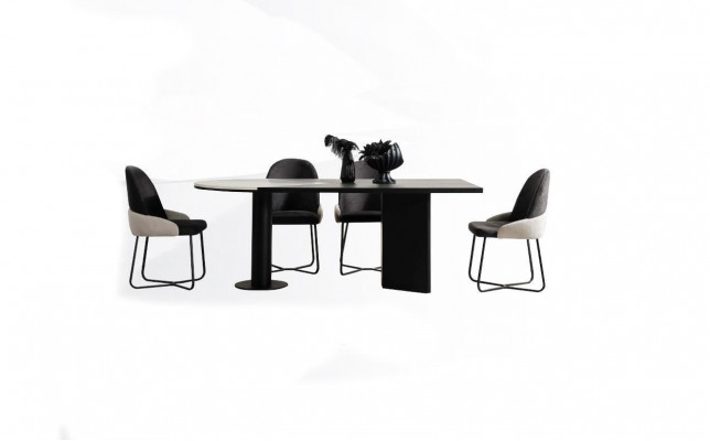 Jídelní sada jídelna skupina jídelní kout jídelní stůl židle 7-dílná dřevo černá