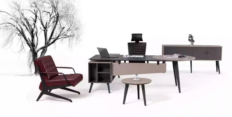 Designer nábytek z dubového dřeva, konferenční stůl, moderní kulatý stůl, nábytek do kanceláře.