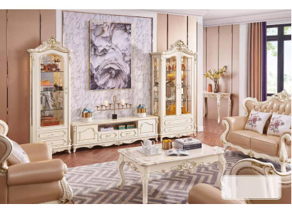 Obývací pokoj set elegantní klasický nábytek TV stojan 2x Vitrína Konferenční stolek