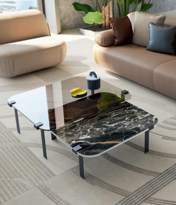 Konferenční stoly Luxusní skleněné stoly Konzolové designové stoly Italský nábytek Set 2x