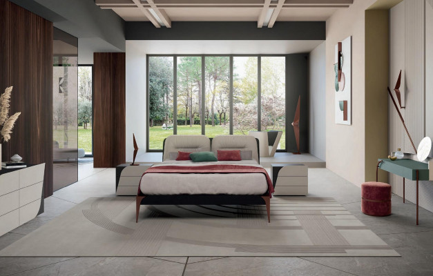 Ložnice noční stolek s 3 zásuvkami Dřevo Italský nábytek Design Bizzotto