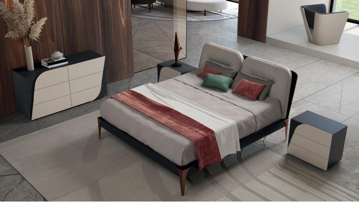 Ložnice noční stolek s 3 zásuvkami Dřevo Italský nábytek Design Bizzotto