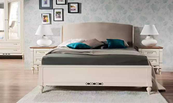 Postel Moderní Design Luxusní Polštáře Postele Tkaninová Postel v Ložnici