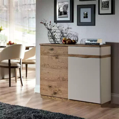 Komoda se 3 šuplíky bílá Sideboard dřevo moderní