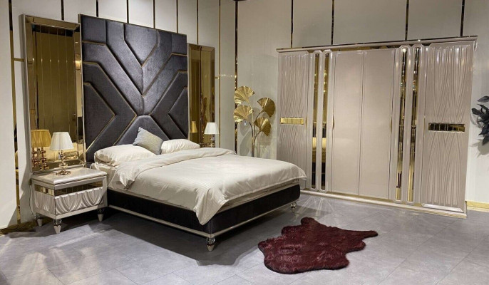 Sada ložnice postel 2x noční stolky 3dílná luxusní kompletní design nový