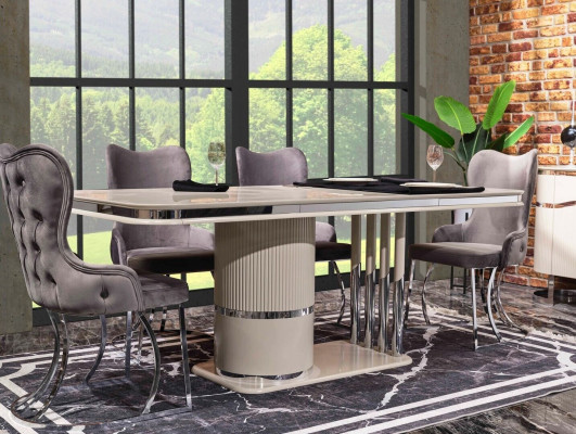Stůl 6x židle 7dílná jídelní sada z dreva jídelní sestava design