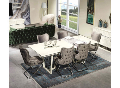 Luxus jídelní set 7 kusů, jídelní stůl židle moderní nábytek design stůl