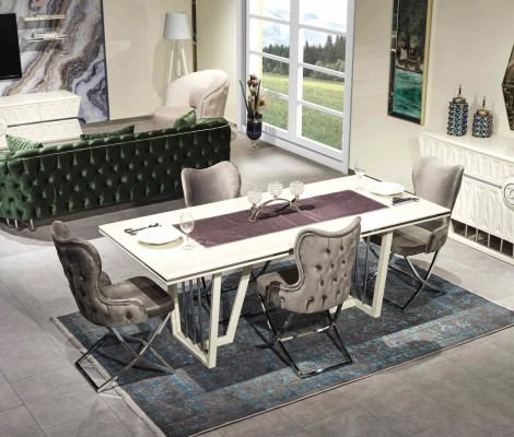 Luxus jídelní set 7 kusů, jídelní stůl židle moderní nábytek design stůl