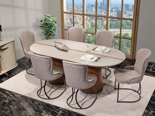 Luxus jídelní set jídelní stůl 6x židle Design nábytek 7dílná jídelní sestava garnitura