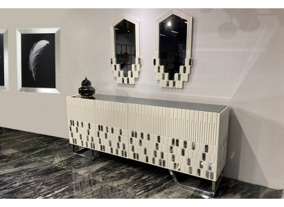 Sideboard 2x Zrcadlo Jídelna Design Luxus Nábytek Konzole Beige Komoda