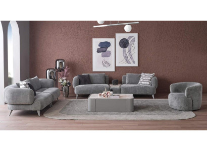 Pohovka se sedací soupravou 3+3+1 sedadlo šedé luxusní nábytek obývací pokoj Pohovka