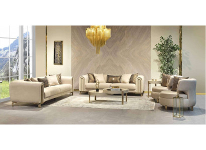 Sofa sestava 3+3+1 sedadel potahovaná setem čalouněných sedaček designová pohovka nová 4 dílná látková