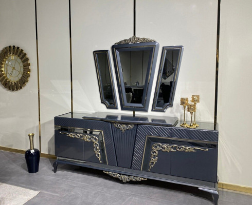 Sideboard Moderní komoda Sejf Skříň se 3 zrcadly úložný prostor Baroko