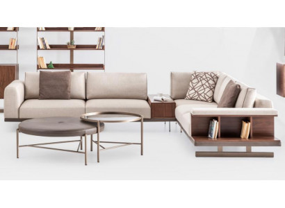 Bežová látka Rožď Sofa Pohovka L tvar Pohovky Látka Luxus Nábytek Obývací pokoj