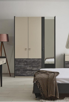 Šatní skříň Skříň Víceúčelová šatní skříň Šedá Materiál Dřevo Skříně