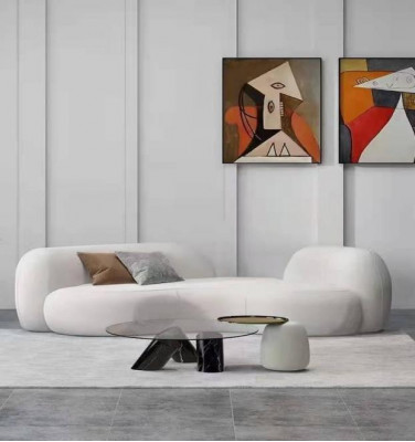 Moderní pohovka 3 místná Bílá Vysoká kvalita Polstrované pohovky Design Textil Nový stylový
