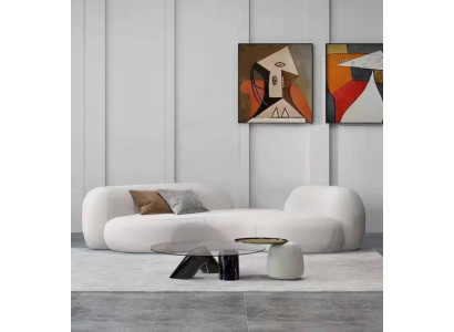 Moderní pohovka 3 místná Bílá Vysoká kvalita Polstrované pohovky Design Textil Nový stylový