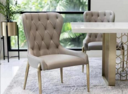 Beiger Chesterfield jednosed Metalická židle Luxusní jídelní židle Moderní židle