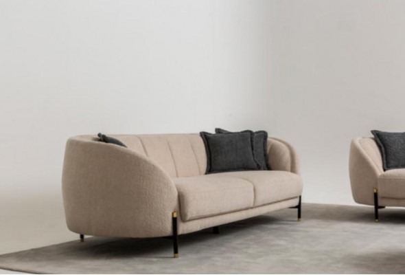 Sofa sestava 4 3 1 Místné obývací pokoj komplet Sedací souprava Béžová Moderní Set