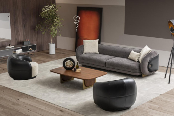 Moderní šedá sedací souprava set 3místná sofa 2x křeslo set do obývacího pokoje