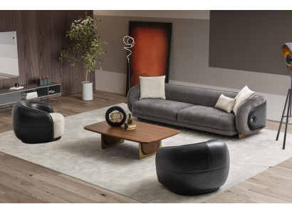 Moderní šedá sedací souprava set 3místná sofa 2x křeslo set do obývacího pokoje