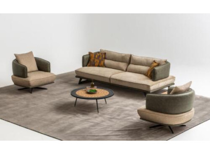 Obývací pokoj Moderní sada sofá Designer pohovka Garnitur polštáře 3-místná sedací souprava 2x křeslo