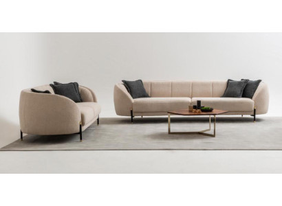 Modern Sofa 3 Sitzer Beige Hochwertig Polster Sofas Design Textil neu