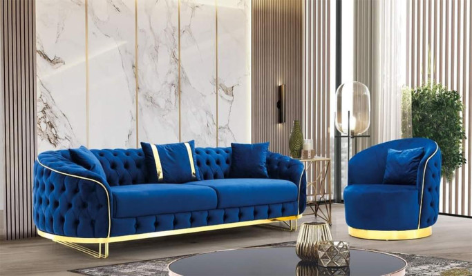 Modrý Chesterfield křeslo obývací pokoj Okrouhlá křesla Designér Jednosedadlo. xlnabytek.cz