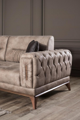 Šedá polstrová sedačka Luxusní Chesterfield obývací pokoj pro 3 osoby