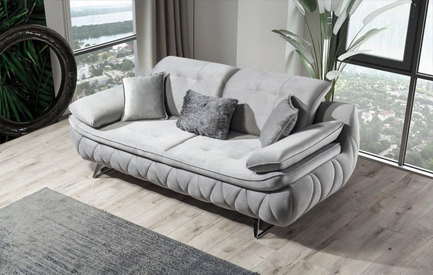 Obývací pokoj – set 2 kusů. Pohovka pro 3 osoby s křeslem v moderním designu, látkové pohovky.