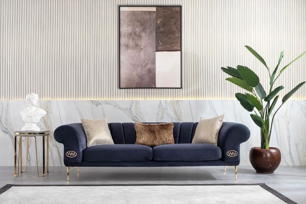Moderní modro-béžová sedací souprava designérská 3+1 -sedací Luxus židle do obývacího pokoje.