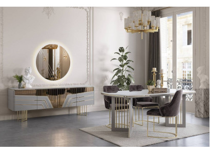 Moderní jídelní sestava Jídelní stůl 4x židle Sideboard set